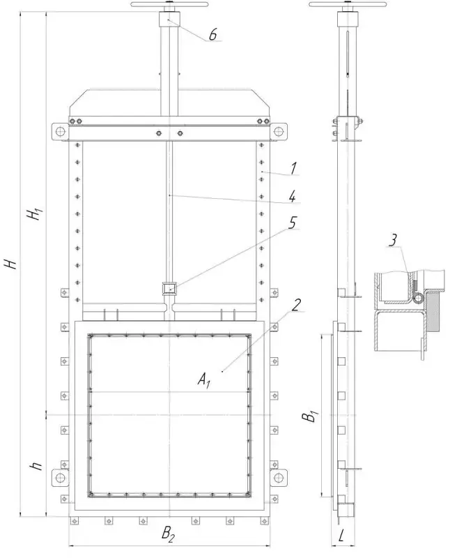 Затвор щитовий 800x800 для закритих каналів (глибинний)
